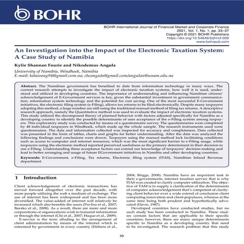 An Investigation into the Impact of the Electronic Taxation System: A Case Study of Namibia