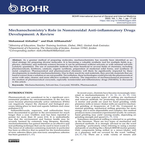 Mechanochemistry’s Role in Nonsteroidal Anti-inflammatory Drugs ...
