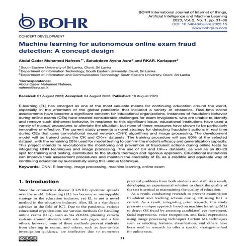Machine learning for autonomous online exam frauddetection: A concept design