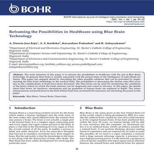Reframing the Possibilities in Healthcare using Blue Brain Technology