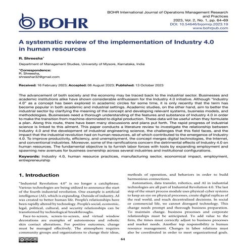 A systematic review of the implementation of Industry 4.0 in human resources