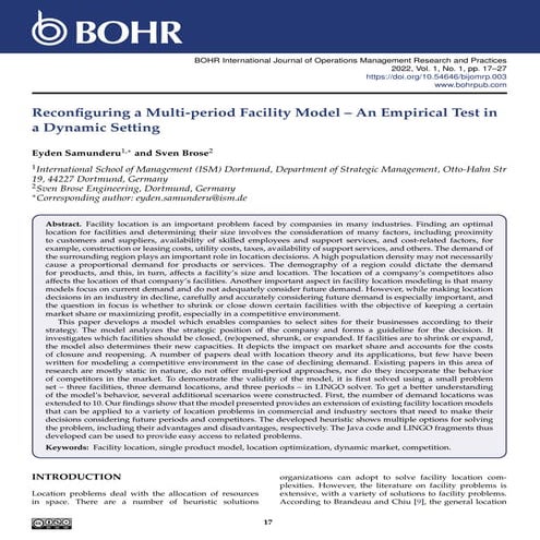 Reconfiguring a Multi-period Facility Model – An Empirical Test in a Dynamic ...