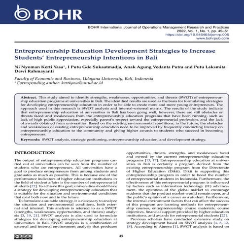 Entrepreneurship Education Development Strategies to Increase Students’ Entre...