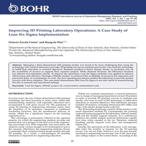 Improving 3D Printing Laboratory Operations: A Case Study of Lean Six Sigma I...