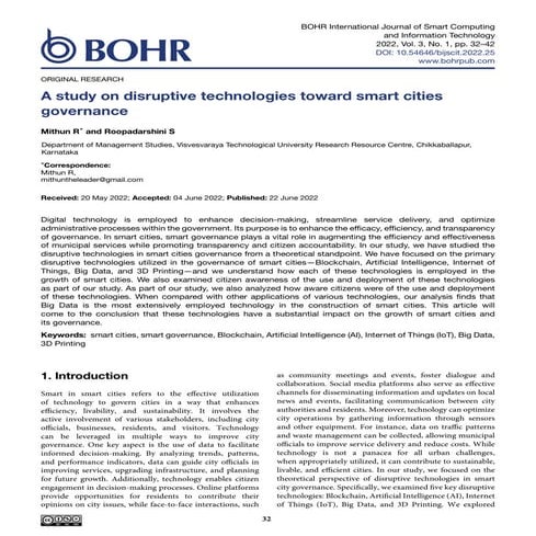 A study on disruptive technologies toward smart cities governance