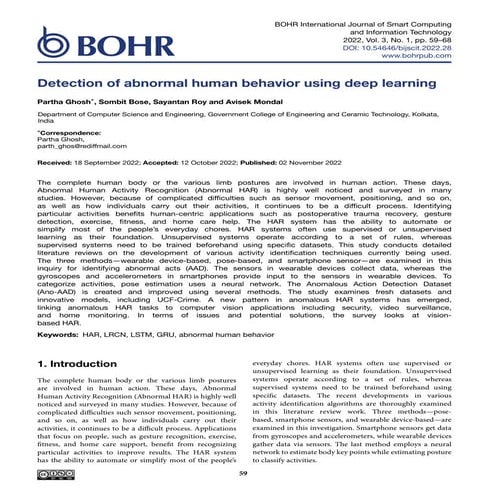 Detection of abnormal human behavior using deep learning