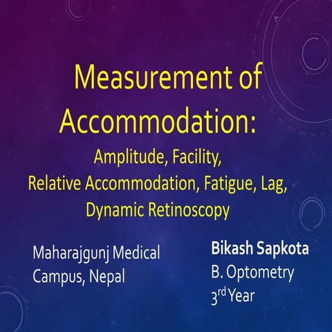 Accommodation/ Accommodation of Eye, Measurement of Accommodation of Eye (hea...