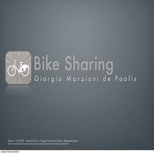 Bike sharing - Giorgio Marziani De Paolis