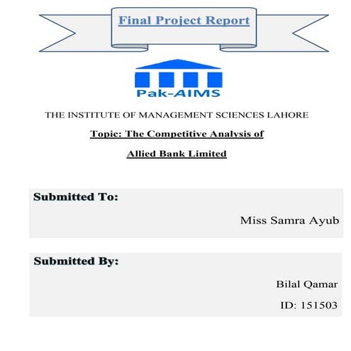 Allied Bank operations and Marketing strategies in Pakistan