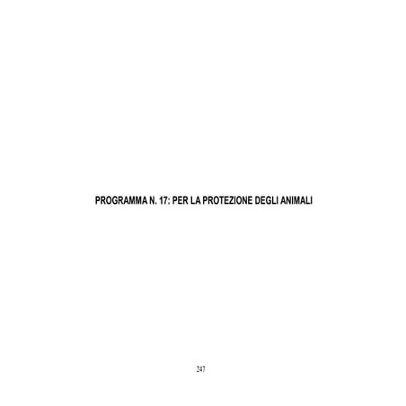 Programma n. 17: Per la protezione degli animali