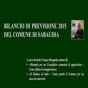 Bilancio di previsione 2015 Comune di Sabaudia
