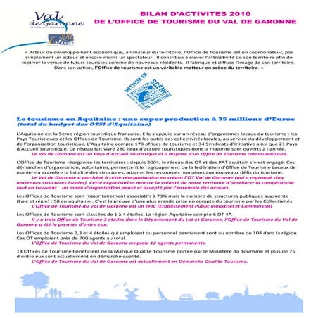 Bilan élus et partenaires 2010