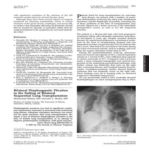 Bilateral diaphragm plication prior to transplantation | PDF