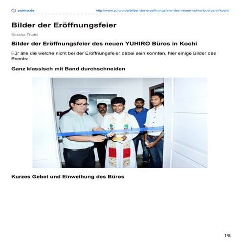 Bilder der Eröffnungsfeier - Neues Büro in Kochi