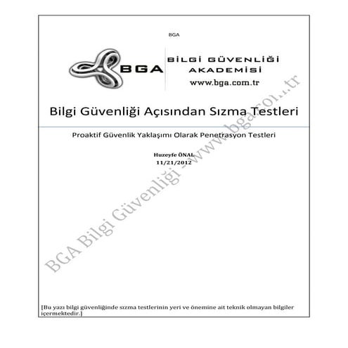 Bilgi Güvenliğinde Sızma Testleri