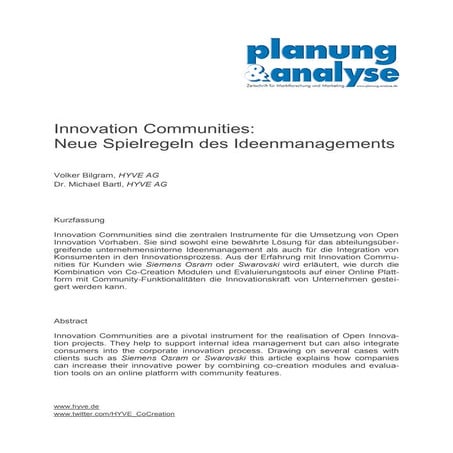 Innovation Communities - Neue Spielregeln des Ideenmanagements