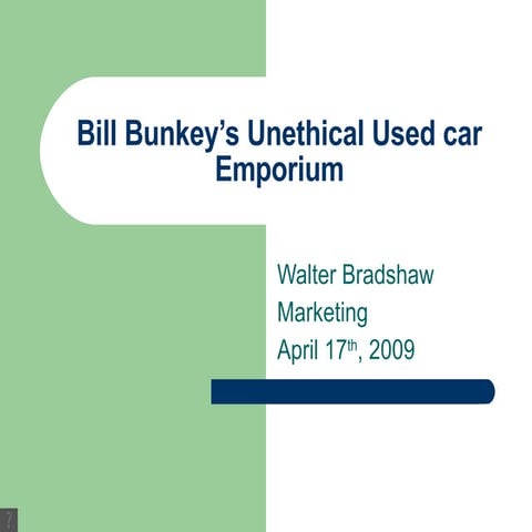 Bill Bunkeys Unethical Used Car Emporium