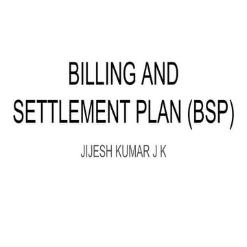 Billing and settlement plan (bsp)