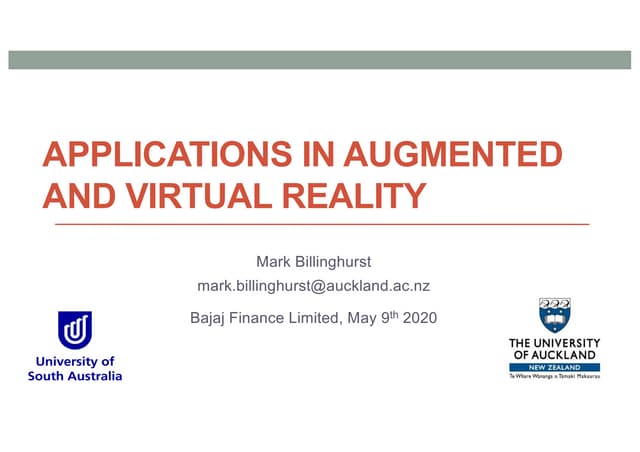 Application in Augmented and Virtual Reality