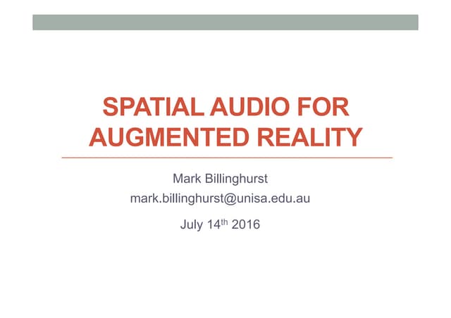 Spatial Audio for Augmented Reality