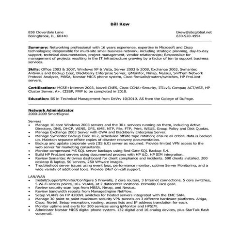 Bill Kew 2 Page Resume 07 19 2010