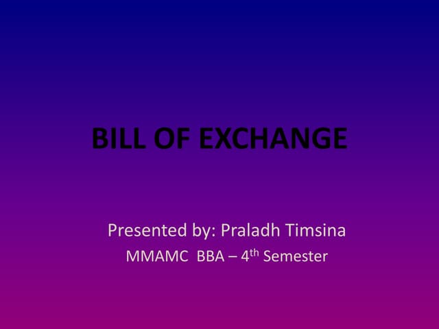 Bill of exchange