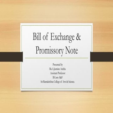 Bill of Exchange & Promissory Note - Principles of Accountancy