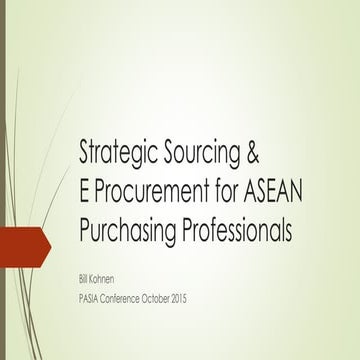Strategic Sourcing and B2B E Commerce Solutions For ASEAN Purchasing Professional 