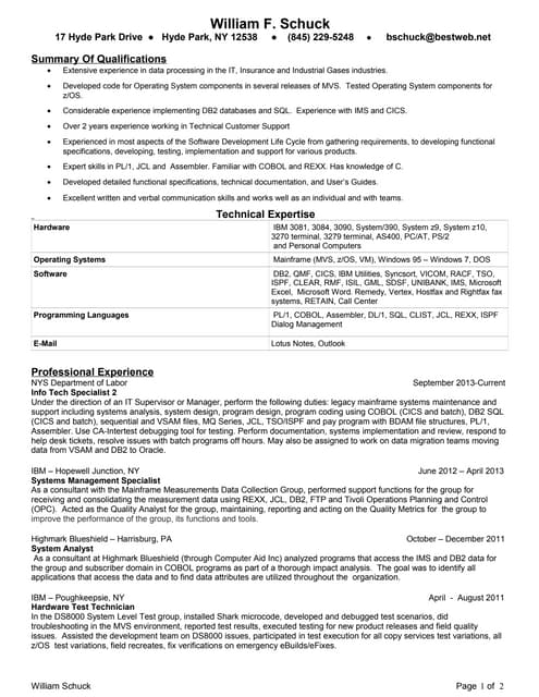 mainframe programmer resume