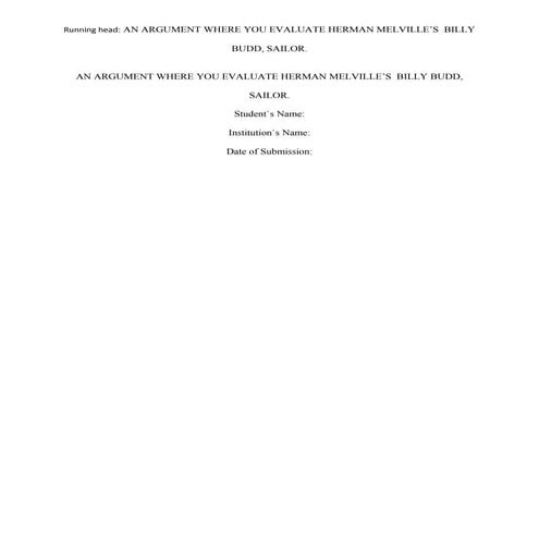 Billy budd analysis revision