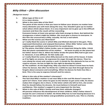 Billy elliot   discussion