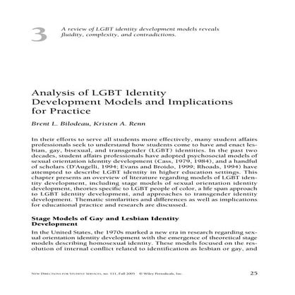 Analysis of LGBT Identity Development Models and Implications for Practice