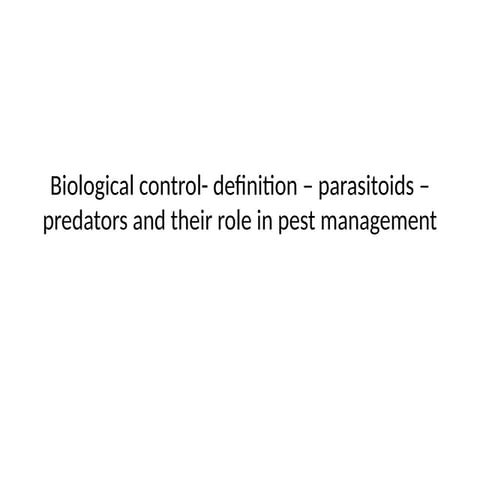 biological control of insect pests and vectors | PPTX