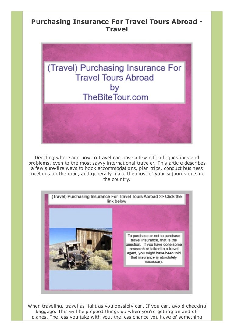 Tour Guides Purchasing Insurance For Travel Tours Abroad