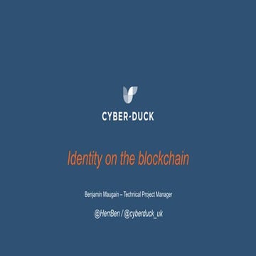 BIMA Blockchain Breakfast Briefing | Benjamin Maugain Presentation | Cyber-Duck