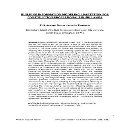 Bim adoptation to sri lanka 