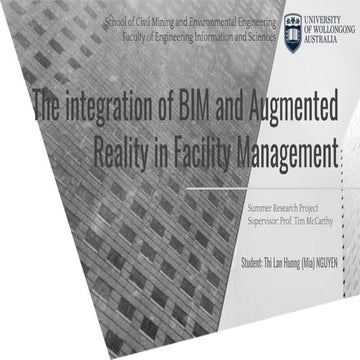 BIM and Augmented Reality in Civil Engineering - UOW Summer Project 19-20 (ft...