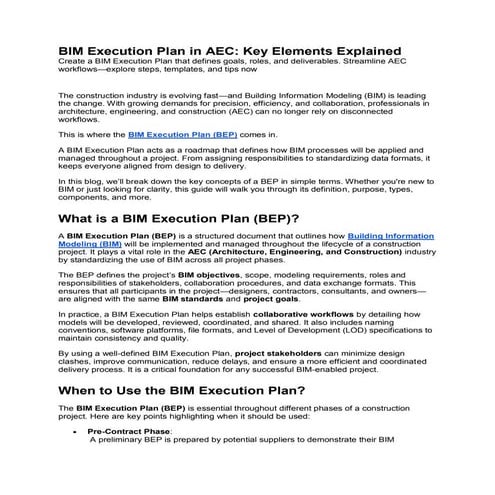 BIM Execution Plan in AEC: Key Elements Explained