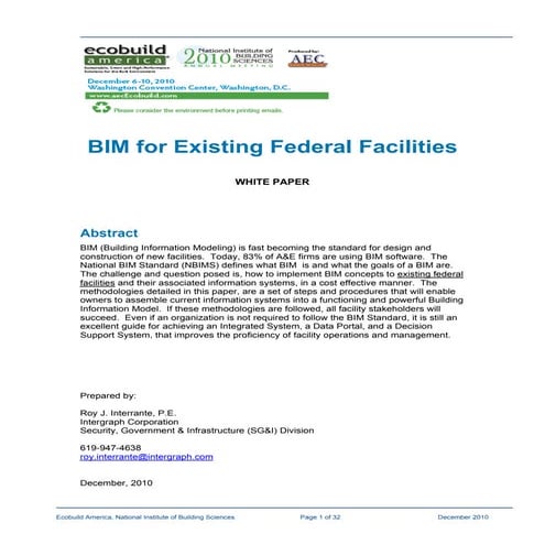 Bim For Existing Federal Facilities