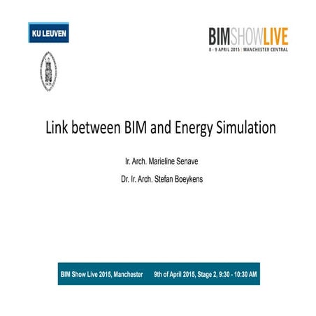 BIM Show Live 2015: Link between BIM and Energy Simulation