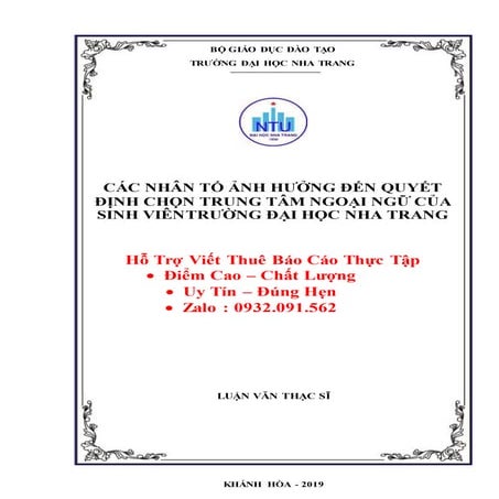 Các yêu tố ảnh hưởng đến quyết định chọn trung tâm ngoại ngữ của sinh viên tr...