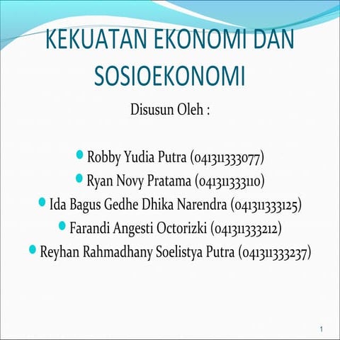 Bisnis Internasional Bab 7 "Kekuatan Ekonomi dan Sosiokultural"