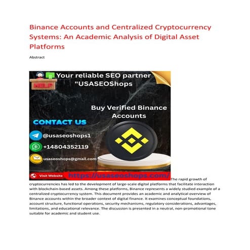 Binance Accounts and Centralized Cryptocurrency Systems: An Academic ...