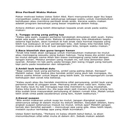 Bina peribadi waktu makan