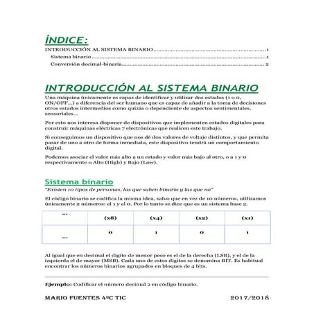 Introducción al sistema binario | PDF
