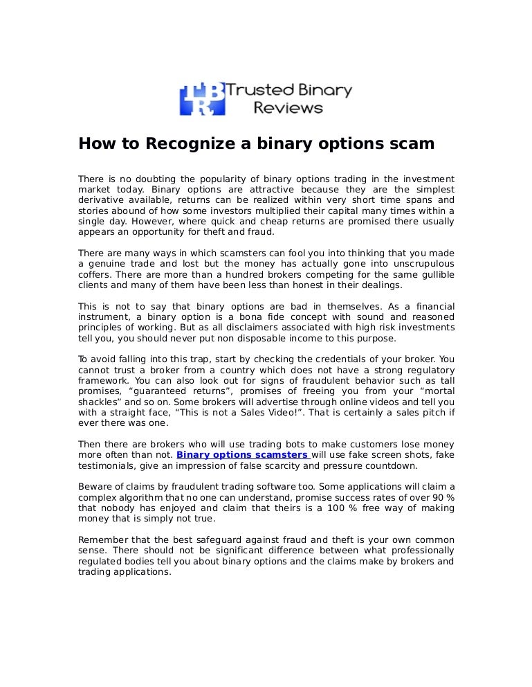 List of binary options scams