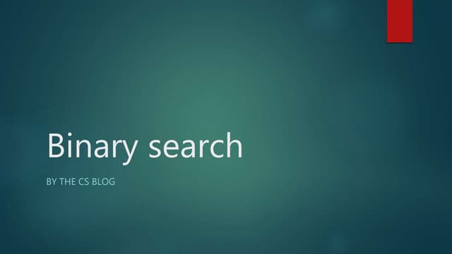 Binary search | PPT