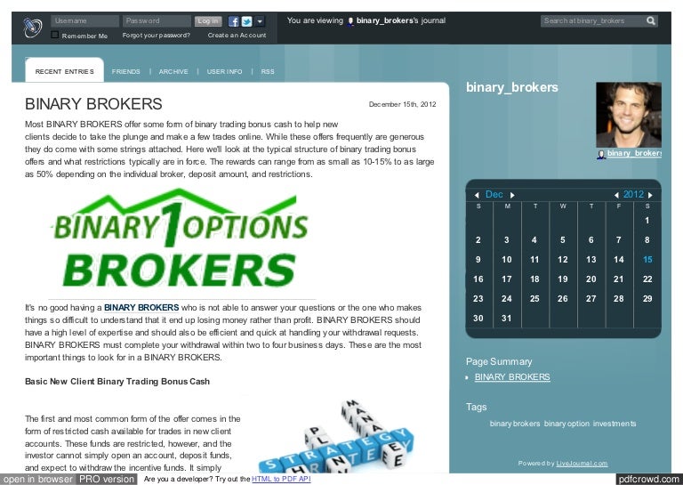 Binary brokers review
