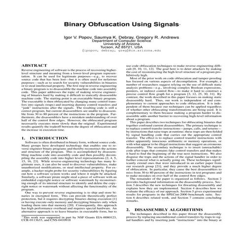 Binary obfuscation using signals | PDF