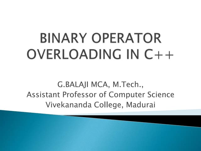 Operator overloading in C++